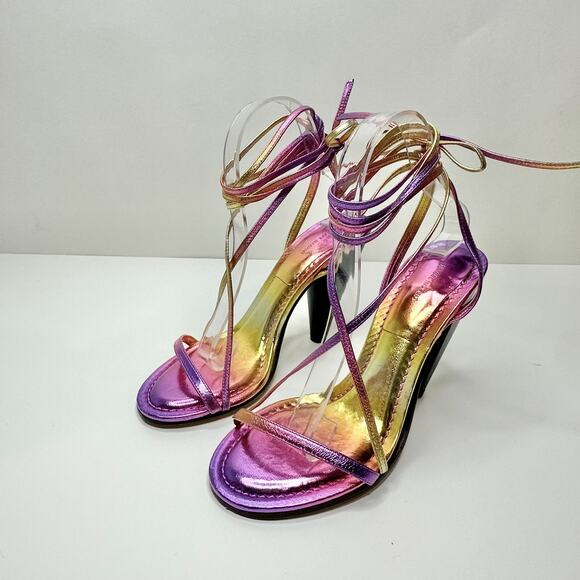 Isabel Marant Aliza 40/US 10 Strappy Ombre Metallic Pink Heel Sandals - Picture 5 of 12